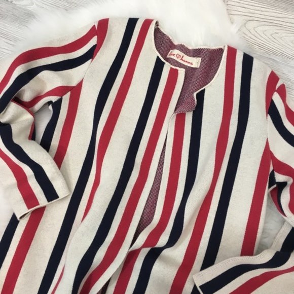 NEW Hanna Andersson Stripe Open Front Cardigan Pockets XS NWT Red Blue - Picture 3 of 11